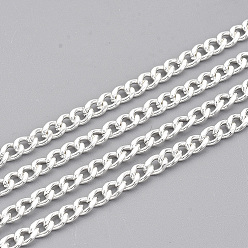 Silver 304 Stainless Steel Curb Chains, Twisted Chains, Unwelded, with Spool, Silver Color Plated, 4.5x3x0.8mm, about 32.8 Feet(10m)/roll