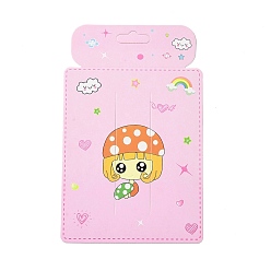 Pearl Pink Rectangle Hair Clips Display Cards, Girl Pattern, Pearl Pink, 18.05x11.55x0.04cm, Hole: 2mm