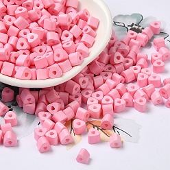 Pink Baking Painted Glass Bead, Ceylon, Triangle Hole, Trangle, Pink, 5x5x4mm, Hole: 1.3mm, 3150pcs/pound