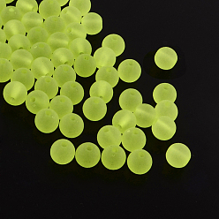 Green Yellow Transparent Acrylic Ball Beads, Frosted Style, Round, Green Yellow, 8mm, Hole: 2mm, about 1892pcs/500g