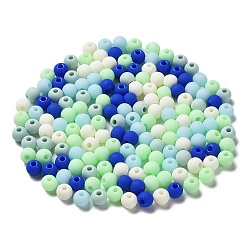 Dark Blue Frosted Opaque Acrylic Beads, Round, Dark Blue, 6mm, Hole: 2mm, about 4545pcs/500g