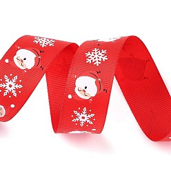 Red 20 Yards Christmas Santa Claus Printed Polyester Grosgrain Ribbons, Flat, Red, 1 inch(25mm), about 20.00 Yards(18.29m)/Roll