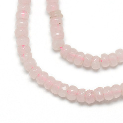 Розовый Кварц Естественно розового кварца шарика Gemstone нити, граненые, рондель, 4x2~2.5 мм, отверстие : 1 мм, около 146 шт / нитка, 15.75 дюйм