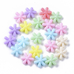 Mixed Color Opaque Polystyrene(PS) Plastic Beads, Flower, Mixed Color, 14x5.5mm, Hole: 1.5mm, about 1500pcs/500g