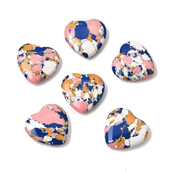 Pink Dyed Synthetic Turquoise Heart Love Stone, Healing Pocket Palm Stone for Reiki Balancing, Pink, 19.5x20~20.5x6mm