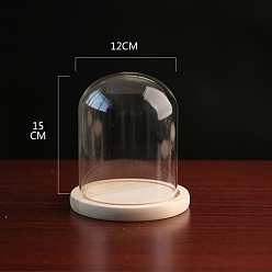 Прозрачный Стеклянный купол, декоративная витрина, колокол баночка террариум с деревянной основой, прозрачные, 120x150 мм
