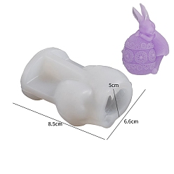 White 3D Easter Rabbit DIY Silicone Candle Molds, Aromatherapy Candle Moulds, Scented Candle Making Molds, White, 8.5x6.6x5cm