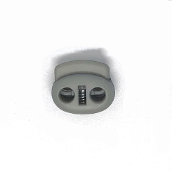 Gray Nylon Cord Locks Clip Ends, Double Hole Drawstring Stopper Fastener Buttons, Gray, 1.8x2cm, Hole: 4mm