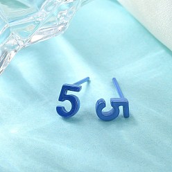 Blue Hypoallergenic Bioceramics Zirconia Ceramic Stud Earrings, Number 5, No Fading and Nickel Free, Blue, 6.5~7x4.5mm