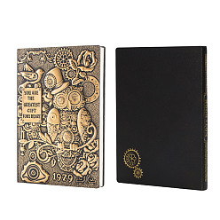 Goldenrod Rectangle 3D Embossed PU Leather Notebook, A5 Owl Pattern Journal, for School Office Supplies, Goldenrod, 215x145mm