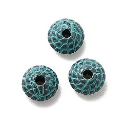 Античный Бронзовый Зеленый Тибетском стиле сплав Шарики прокладки, рондель, без кадмия, без никеля и без свинца, долговечный, античная бронза и зеленая патина, 7x4.5 мм, отверстие : 1.5 мм