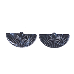 Black Acrylic Pendants, Imitation Gemstone Style, Fan, Black, 28x49x3mm, Hole: 2mm, about 166pcs/500g