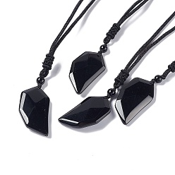 Black Agate Natural Black Agate Dagger Shape Pendant Necklace, Gemstone Jewelry for Women, 14.76 inch(37.5cm)