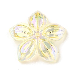 Светло-желтый Uv акриловые покрытия бусины, радужный, цветок, светло-желтый, 28x29x5.5 мм, отверстие : 1.5 мм
