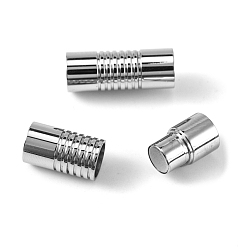 Stainless Steel Color 304 Stainless Steel Magnetic Clasps with Glue-in Ends, Stainless Steel Color, 21x8x8mm, Hole: 6mm