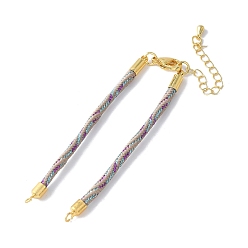 Розово-Коричневый Нейлона шнур браслеты, для изготовления браслета с соединителем, с реечным покрытием, золотыми застежками-карабинами и удлинителями цепочек, долговечный, без кадмия и без свинца, розово-коричневый, 5-3/4~6x1/8x1/8 дюйм (14.7~15.2x0.3 см)