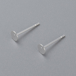 Silver 304 Stainless Steel Stud Earring Findings, Flat Round, Silver, 12x0.3mm, Pin: 0.7mm