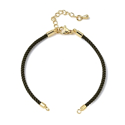 Светло-зеленый Коричневый 2мм витой круглый нейлоновый шнур для изготовления браслета, подходит для соединительных шармов, с латунными выводами и 303 застежками из лобстера из нержавеющей стали, реальный 18 k позолоченный, оливковый, 6.22 дюйм (15.8 см)