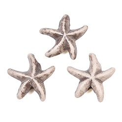 WhiteSmoke Vintage Handmade Porcelain Beads, Fancy Antique Glazed Porcelain, Starfish, WhiteSmoke, 14x13.5x5mm, Hole: 1.2mm