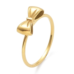 Золотой Ионное покрытие (ip) 304 кольца из нержавеющей стали, бантом, золотые, размер США 9 3/4 (19.5 мм)