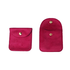 Red Velvet Jewelry Storage Bags with Snap Button, for Earrings, Rings, Necklaces, Square, Red, 8x8cm