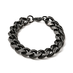 Antique Silver 304 Stainless Steel Curb Chain Bracelet for Men Women, Antique Silver, 8-5/8 inch(21.8cm)