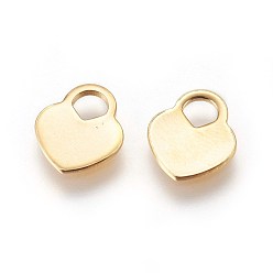 Golden 201 Stainless Steel Charms, Stamping Blank Tag, Heart Lock, Golden, 11.5x10x1mm, Hole: 4mm