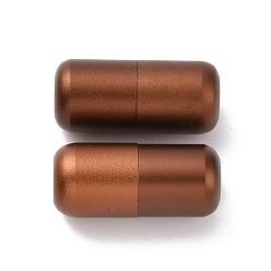 Седло Коричневый Винтовая застежка из окрашенного распылением алюминия, колонка, аксессуары для замков для шнурков, седло коричневый, 18x8 мм, отверстие : 3.5 мм