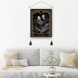 Skull Tarot Polyester Skull Pattern Wall Hanging Tapestry, for Bedroom Living Room Decoration, Rectangle, Skull, Picture: 500x350mm