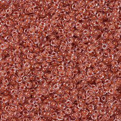 (RR214) Salmon Lined Crystal MIYUKI Round Rocailles Beads, Japanese Seed Beads, (RR214) Salmon Lined Crystal, 11/0, 2x1.3mm, Hole: 0.8mm, about 5500pcs/50g