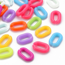 Mixed Color Opaque Acrylic Linking Rings, Quick Link Connectors, for Cross Chains Making, Oval, Mixed Color, 14.5x9.5x3mm, Inner Diameter: 3x8mm, about 2100pcs/500g