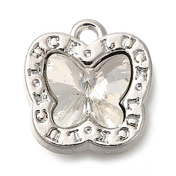 Прозрачный Стойки подвески обшивки сплава, со стразами, бабочка, прозрачные, 13x12.5x7 мм, отверстие : 1.4 мм