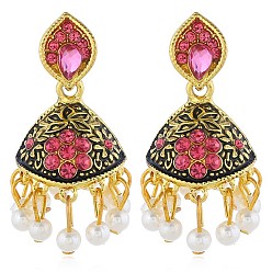 Rose red ancient gold Retro Bohemian personality exaggerated fashion trend earrings earrings inlaid with colored gemstones