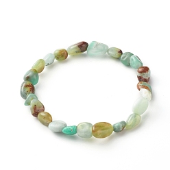 Jade Australien Nouveau Bracelet de perles de pépites de chrysoprase naturelle pour hommes femmes, cadeau de bijoux de bracelet extensible, diamètre intérieur: 1-7/8~2-1/8 pouce (4.9~5.3 cm)