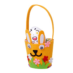 Orange Easter Theme DIY Cloth Baskets Kits, Rabbit Baskets, with Plastic Pin, Yarn and Craft Eye, for Storing Home Fruit Snack Vegetables, Children Toy, Orange, 95x190mm
