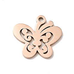 Rose Gold 304 Stainless Steel Stamping Blank Tag Pendants, Double Side Polished, Butterfly, Rose Gold, 11x12x1mm, Hole: 1mm
