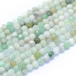 Myanmar Jade Natural Myanmar Jade/Burmese Jade Beads Strands, Faceted, Round, 4mm, Hole: 0.6mm, about 101pcs/strand, 15.35 inch(39cm)