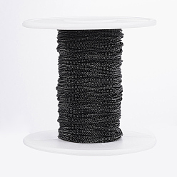 Electrophoresis Black 304 Stainless Steel Twisted Chains, Curb Chains, Soldered, with Spool, Electrophoresis Black, 1.2x1.1x0.3mm, about 32.8 Feet(10m)/roll