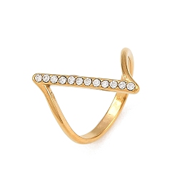 Doré  304 Bagues en acier inoxydable avec strass pour femmes, placage ionique (ip), or, 22mm, diamètre intérieur: 18 mm