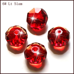 Red Imitation Austrian Crystal Beads, Grade AAA, Faceted, Rondelle, Red, 4x3mm, Hole: 0.7~0.9mm