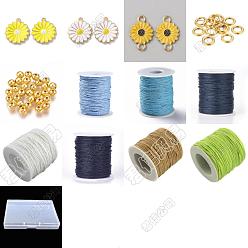 (52) Непрозрачная лаванда Ювелирные изделия, включая подвески из сплава с эмалью и соединительный шарм., Соединительные колечки из сплава, CCB пластиковые шарики, воском хлопчатобумажная нить шнуры, разноцветные