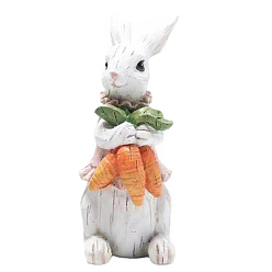Carrot Easter Resin Rabbit Figurine Display Decorations, for Car Home Office Ornament, Carrot Pattern, 80x70x140mm