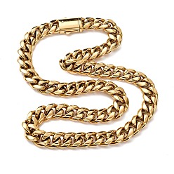 Настоящее золото 18K 14мм 304 кубинские звенья из нержавеющей стали, ожерелья для унисекс, ионное покрытие (ip), реальный 18 k позолоченный, 24.17 дюйм (61.4 см), ссылка: 17x14x6 mm