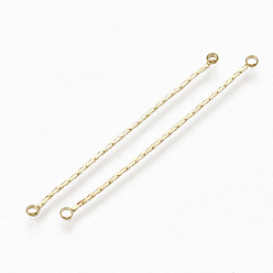 Real 18K Gold Plated Brass Coreana Chain Links connectors, Real 18K Gold Plated, 50x2.5x1mm, Hole: 1.5mm