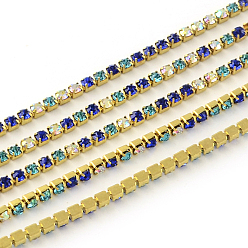 Colorful Nickel Free Raw(Unplated) Brass Rhinestone Strass Chains, Rhinestone Cup Chain, 2880pcs rhinestone/bundle, Grade A, Colorful, 2.2mm, about 23.62 Feet(7.2m)/bundle