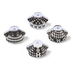 Black Printed Opaque Acylic Beads, Clothes, Black, 13x23x20mm, Hole: 3mm