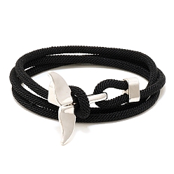 Black Cotton Cord Bracelets, with Alloy Finding, Black, 24-3/4 inch(63cm)