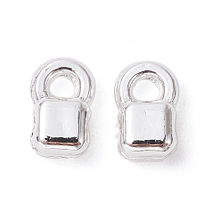 Silver Alloy Charms, Long-Lasting Plated, Square, Silver, 6x3.5x2.5mm, Hole: 1 and 1.5mm