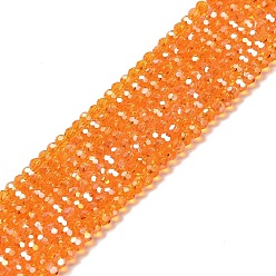 Dark Orange Transparent Glass Beads, Faceted, Round, Dark Orange, 3.5x3mm, Hole: 1mm, about 168~169pcs/strand, 19.09''(48.5cm)