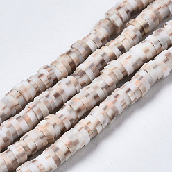 Antique White Handmade Polymer Clay Beads Strands, for DIY Jewelry Crafts Supplies, Heishi Beads, Disc/Flat Round, Antique White, 4x0.5mm, Hole: 1.8mm, about 320~447pcs/strand, 15.75 inch~16.14 inch(40~41cm)